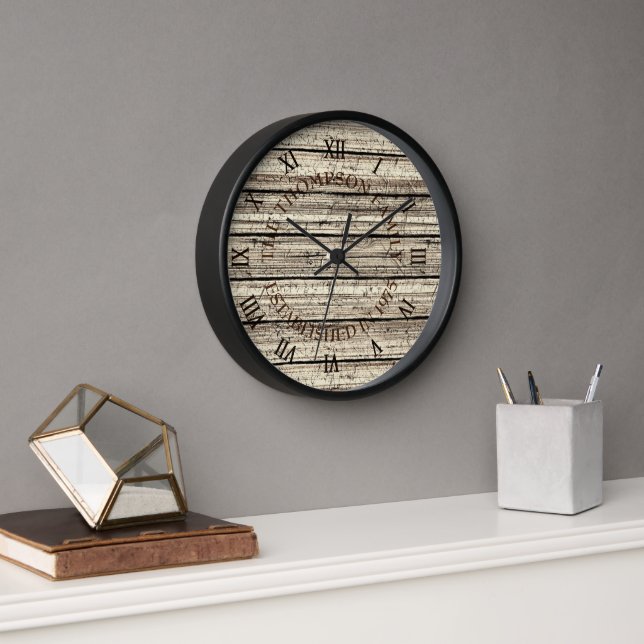 Horloge Motif de plaque de soie Patinée personnalisée Rust (Bureau)
