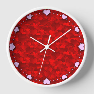Horloge Motif de texture de coeurs d'amour rouge romantiqu