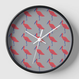 Horloge Motif d'oiseaux coloré sur Arrière - plan gris
