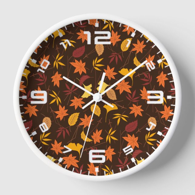 Horloge Motif Feuille de Thanksgiving Maple (Recto)