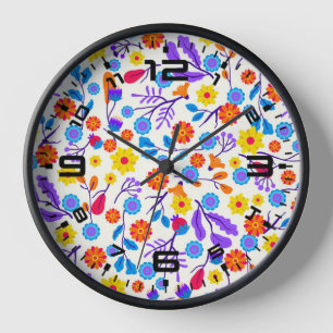 Horloge Motif floral exotique coloré-23165