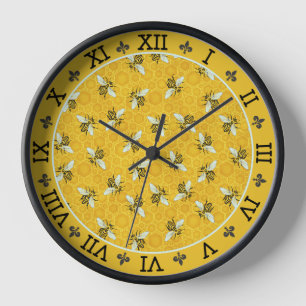 Horloge Motif français de bourdon d'abeille de nid
