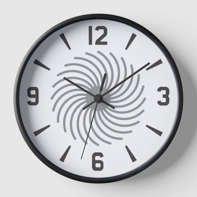 Horloge Motif géométrique moderne en spirale noire et blan (Recto)