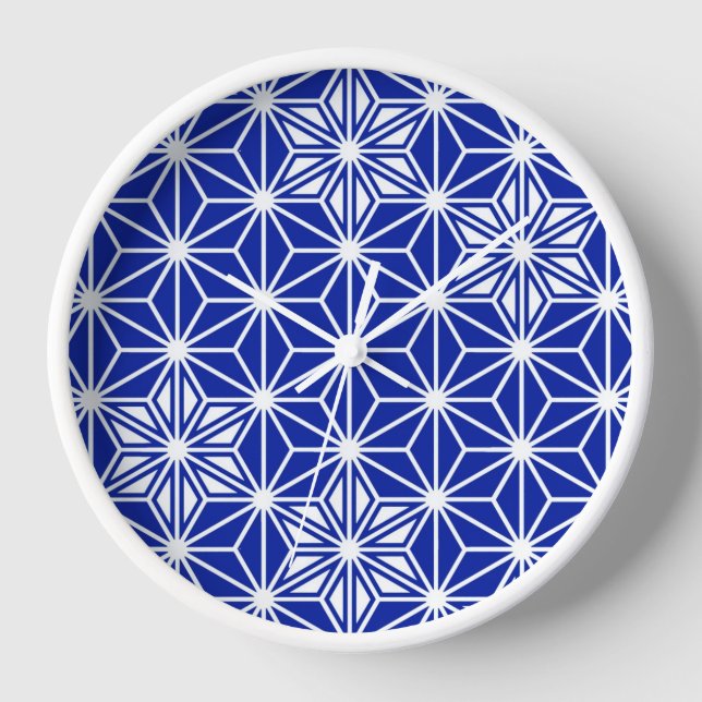 Horloge Motif japonais Asanoha - bleu cobalt (Recto)