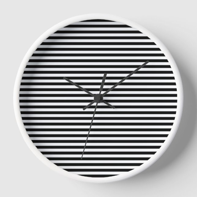 Horloge Motif moderne à rayures noir et blanc (Recto)