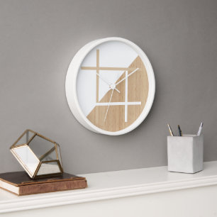 Horloge Motif Moderne En Blocs Sur Faux Bois