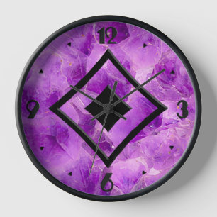 Horloge Motif pierre précieuse, améthyste & onyx noir