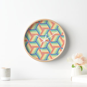 Horloge Motif Rainbow Cube coloré moderne
