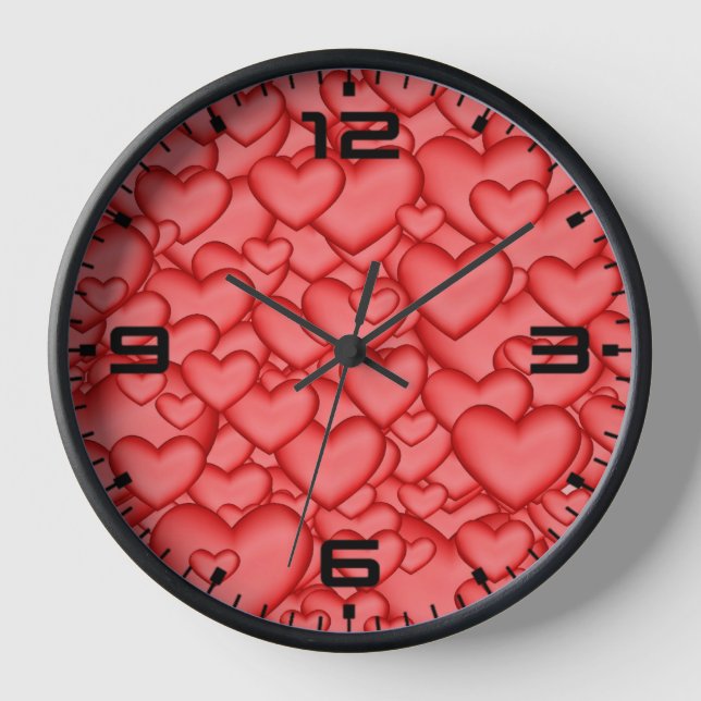 Horloge Motif rouge de texture 3D Coeurs-23956 (Recto)