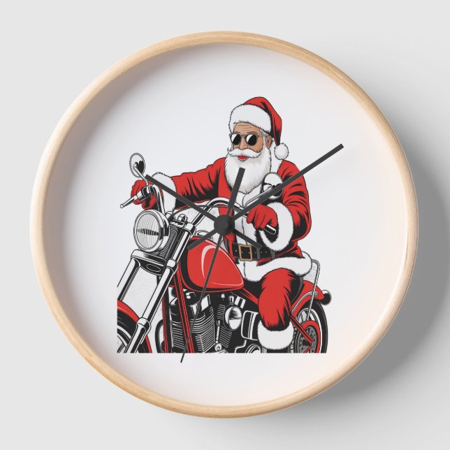 Horloge Moto à cheval père Noël (Recto)