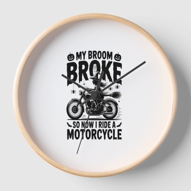 Horloge Moto à cheval sorcière Halloween (Recto)
