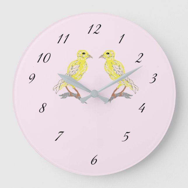 Horloge Mur Acrylique : Canaries Jaunes (Recto)