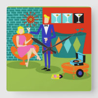 Horloge Mur Acrylique Rétro Martini Couple