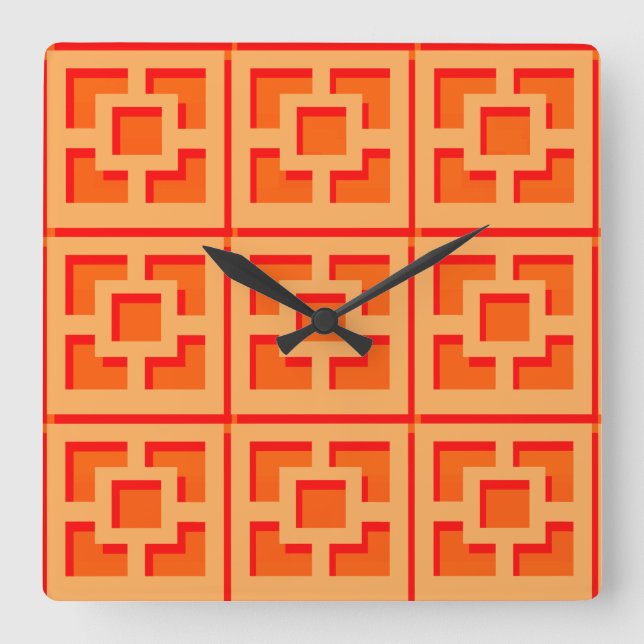 Horloge Mur Acrylique Retro Orange Trellis (Recto)