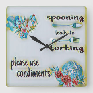 Horloge Mur De Cuisine, Carré, Spooning Conduit À 