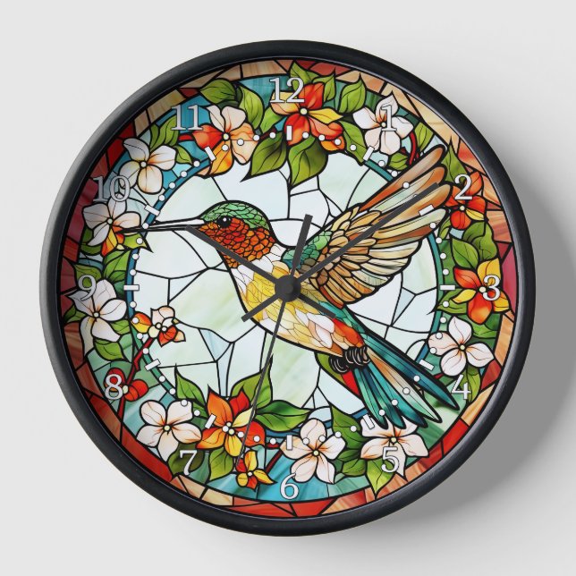 Horloge Mur en verre ciselé colibri (Recto)