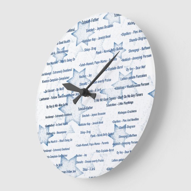Horloge Mur Mots yiddish Thème juif (Angle)