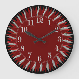 Horloge Mur Rouge Noir Argent