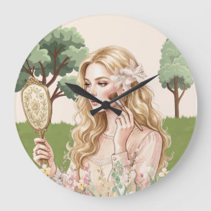 Horloge murale, 10" Femmes pastel naturel vintage
