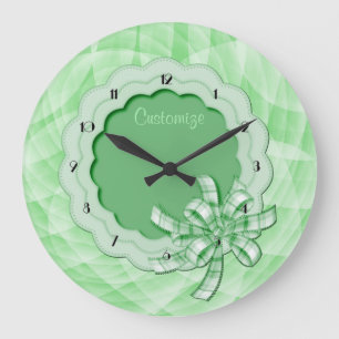 Horloge murale à cadre vert à écharpe personnalisé