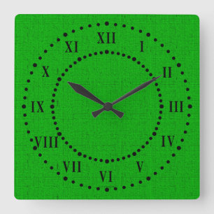 Horloge murale à chiffre romain aspect lin vert
