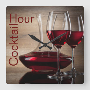 horloge murale à cocktails de vin rouge