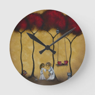 Horloge murale à deux coeurs