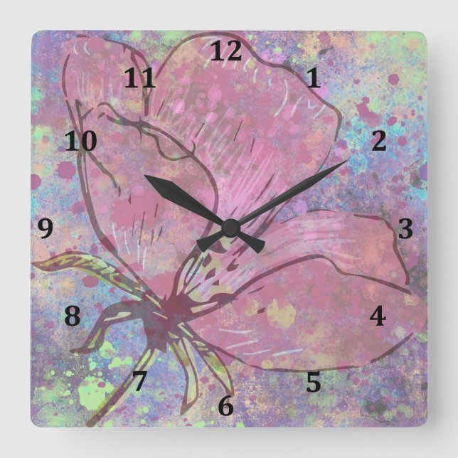 Horloge murale à éclaboussures florales (Recto)