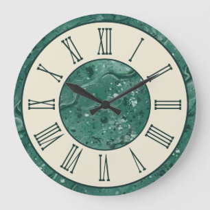 Horloge murale à motif de marbre vert vintage