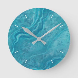 Horloge murale à motif marbré turquoise gras