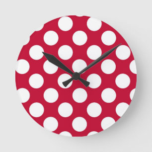 Horloge murale À petits pois rouge et blanche