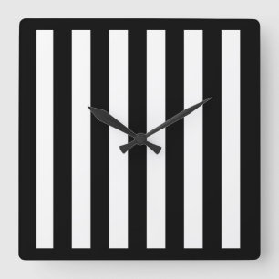Horloge murale à rayures noir et blanc