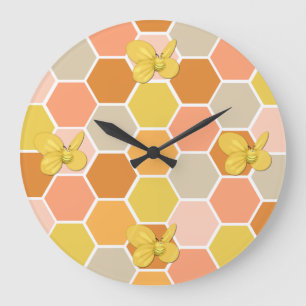 Horloge murale abeille bourdon nid d'abeille