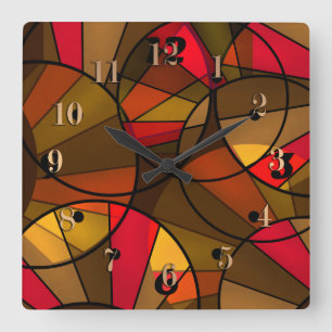 Horloge murale abstraite colorée du carré motif