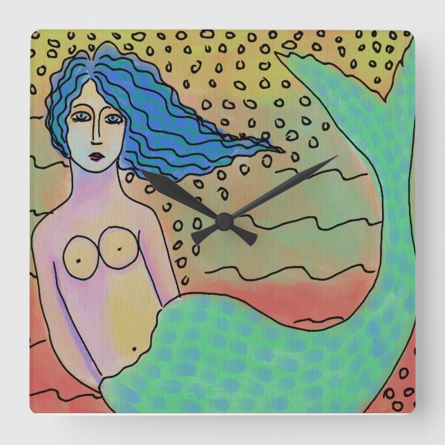 Horloge murale Abstraite couleur Carré de sirène (Recto)