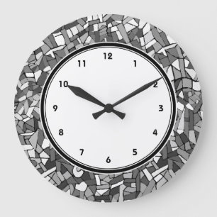 Horloge murale abstraite noire et blanche de