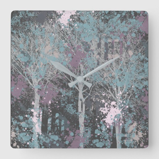 Horloge murale acrylique Abstraite de trois arbres (Recto)