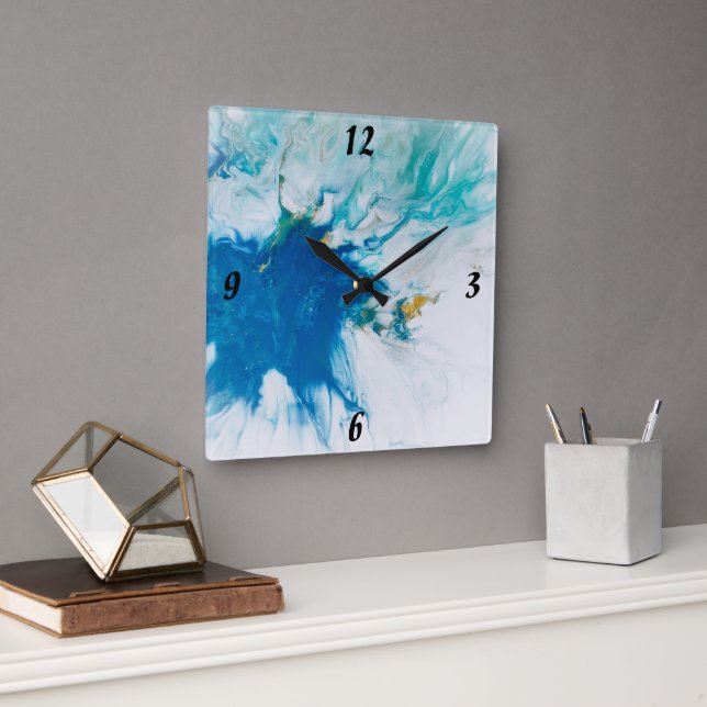 Horloge murale acrylique, Acrylique Carré 10,75" (Bureau)