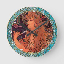 Horloge murale acrylique Art Nouveau Alphonse Much