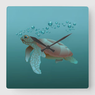 Horloge murale acrylique de la tortue de mer