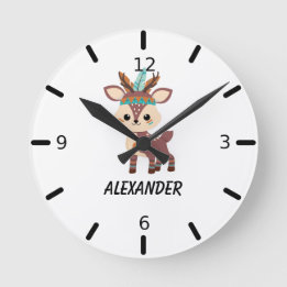 Horloge murale acrylique des cerfs de bois