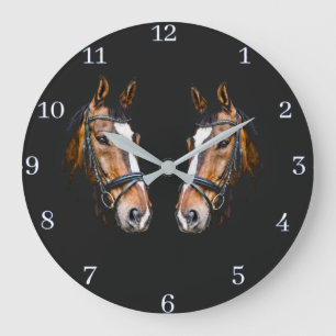 Horloge murale acrylique des chevaux