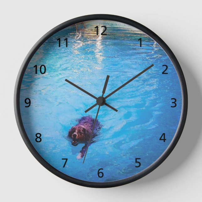 Horloge murale acrylique du chien de natation (Recto)