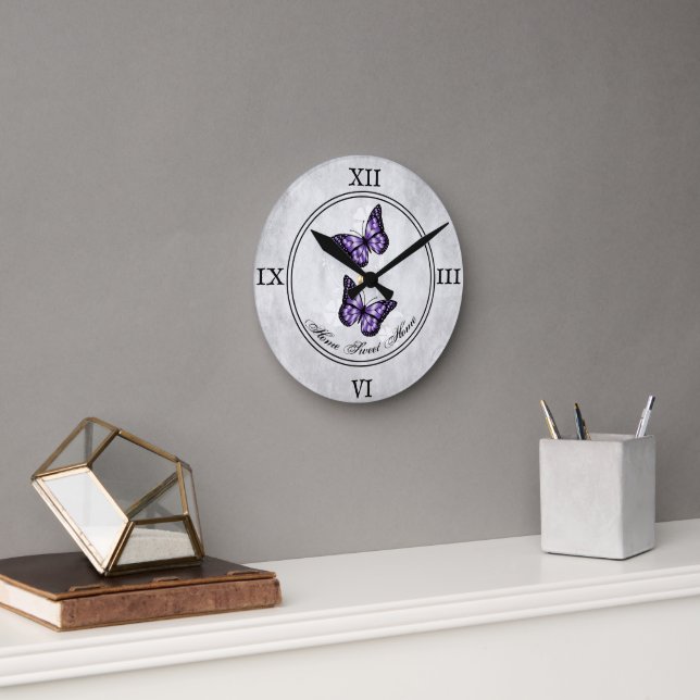 Horloge murale acrylique du papillon pourpre (Bureau)