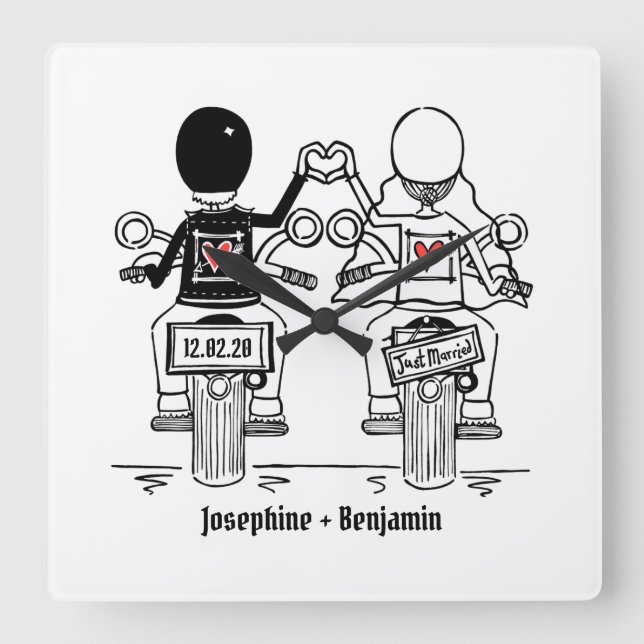 Horloge murale acrylique Mariage moto Biker (Recto)