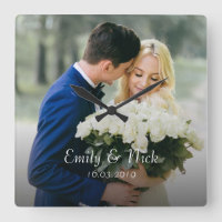 Horloge murale Acrylique Mariage Photo Personnalis