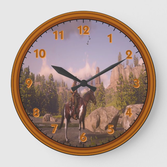 Horloge murale acrylique occidentale sauvage (Recto)