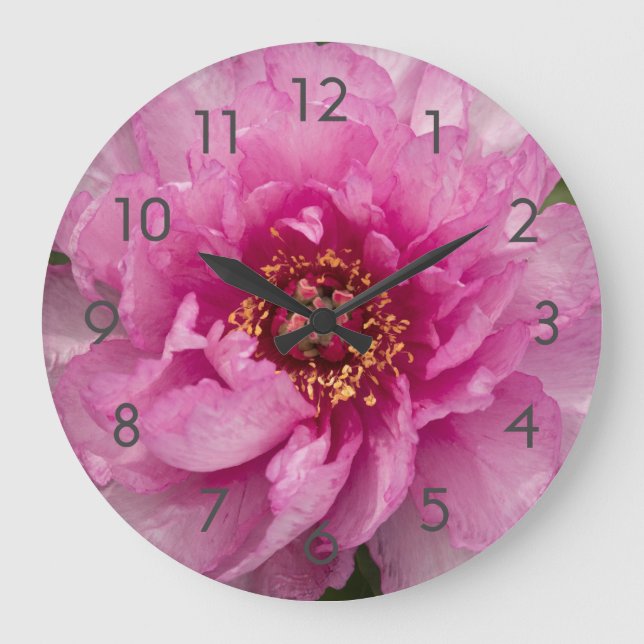 Horloge murale acrylique rose pivoine (Recto)