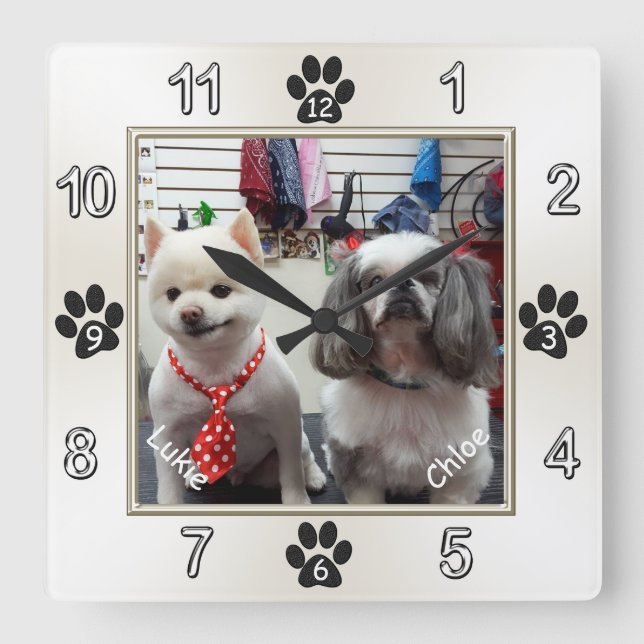 Horloge murale adorable de chien avec VOTRE PHOTO  (Recto)