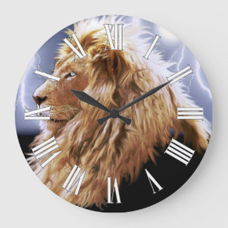Horloge murale africaine Lion et éclair